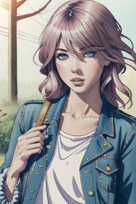 (masterpiece), (best illustration), 1girl, solo, long hair, violet and pink hair, vivid green eyes, punk clothing,depth of field, solo, extreme light and shadow, masterpiece, rich in detail, (fine features), (highest quality), (masterpiece), (detailed eyes), (beautiful) detailed, beautiful detailed eyes, upper body, (close up), (extremely detailed digital art wallpaper),(masterpiece), (best quality), (ultra-detailed), (best illustration),(best shadow),perfect lighting , vivid colors