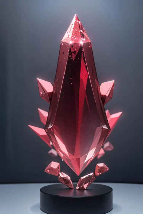 red crystal gemstone, ruby shards, glowing, shiny, translucent, 3d, 4k, 8k