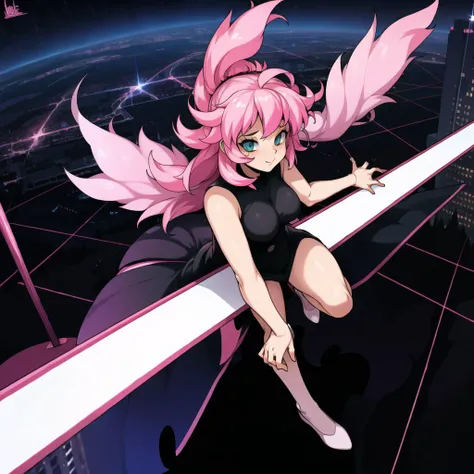 Masterpiece, Best Quality, Highly detailed, illustration, absurdres, street fighter, tamaki iroha, red eyes, doll suit, shadaloo doll, nazi saluting, military, military saluting, salute, pink-hair, 1 girl, solo, expressionless, emotionless eyes, looking at viewer, red gloves, emotionless, black latex, corrution, zofa suit, zofa soldier, mind control, female combatant, full body, hypnotized, standing, standing at attention, unhappy trance, full body suit, Puella Magi Madoka Magica Side Story: Magia Record