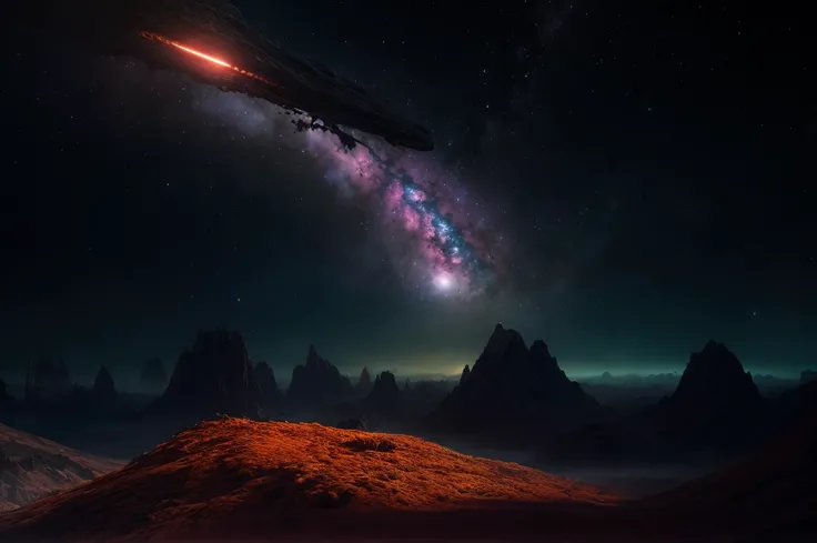 hyper-realistic, highly detailed, highest quality, masterpiece, strange alien world, landscape full of life and color, distant stars, nebulas, sublime, breath-taking, high detail, sharp, cinematic lighting, 8k UHD <lora:FutureArchitecture:0.6> <lora:add_detail:1>