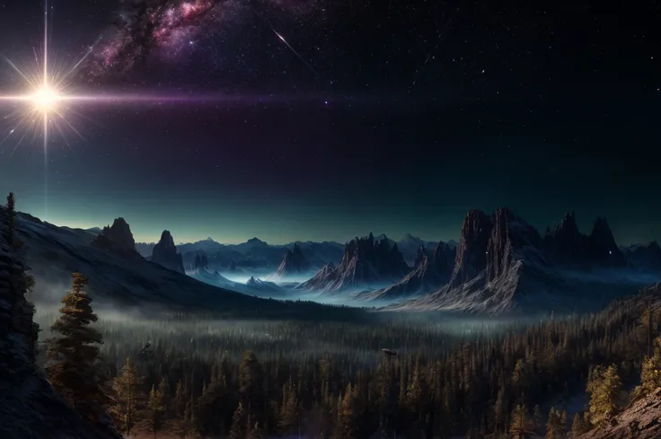 hyper-realistic, highly detailed, highest quality, masterpiece, strange alien world, landscape full of life and color, distant stars, nebulas, sublime, breath-taking, high detail, sharp, cinematic lighting, 8k UHD <lora:FutureArchitecture:0.6> <lora:add_detail:1>