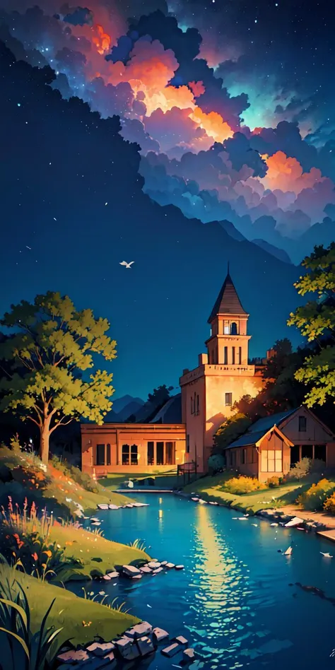 <lora:dreamscape:0.9>, dreamscape, dream, 
ruins, scenery, no humans, star \(sky\), sky, starry sky, coral, night, outdoors, night sky, overgrown, fish, water, flower, bird, animal, underwater, tree, building, post-apocalypse, artist name, signature