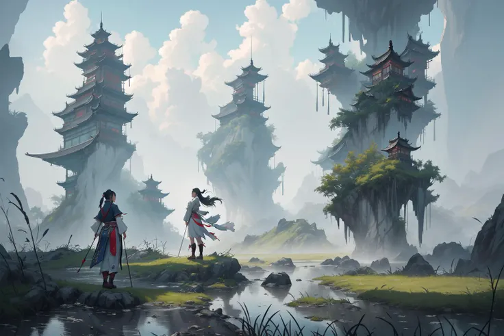 dynamic composition, motion, ultra-detailed, incredibly detailed, a lot of details, amazing fine details and brush strokes, colorful and grayish palette, smooth, HD semirealistic anime CG concept art digital painting, 2.5D render of a farmer girl in a field, studio ghibli, relaxing, calm and mysterious vibes,, by a Chinese artist at ArtStation, by Huang Guangjian, Fenghua Zhong, Ruan Jia, Xin Jin and Wei Chang. Realistic artwork of a Chinese videogame, gradients, gentle an harmonic grayish colors. set in princess mononoke, spirtied away, dynamic composition, beautiful with eerie vibes, very inspirational, very stylish, with gradients, surrealistic, dystopia, postapocalyptic vibes, depth of field, mist, rich cinematic atmosphere, perfect digital art, mystical journey in strange world