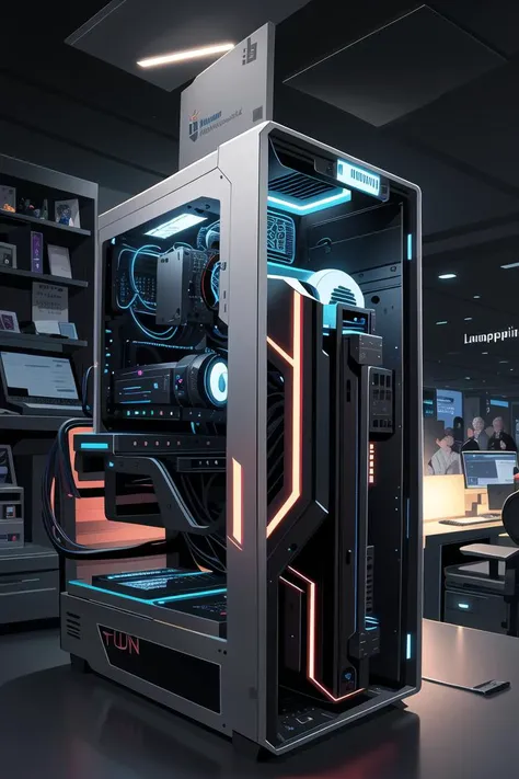 <lora:LunarPunkAI:.9> LunarPunkAI computer pc case, detailed, intricate