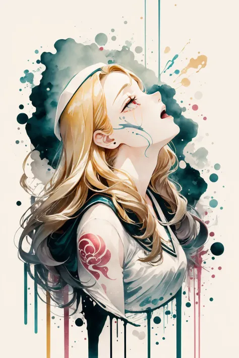 Highly detailed, High Quality, Masterpiece, beautiful, (((Abstract ink object))), 1girl, upper body, CryingAsagiriAya, <lora:CryingAsagiriAya:.3>, Maria:1.2, looking up, blonde long hair, white background, (((ink spots))), isolated head, disembodied head, <lora:Maria:0.8>, <lora:ink-0.1-3-b28-bf16-D128-A1-1-ep64-768-DAdaptation-cosine:1.1>