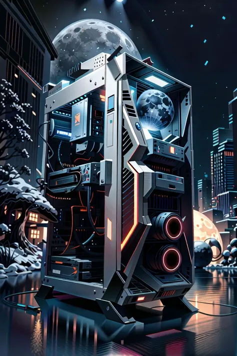 <lora:LunarPunkAI:.9> LunarPunkAI computer pc case, detailed, intricate