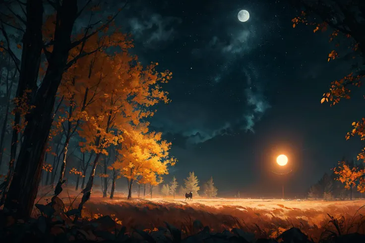 illustration, cartoon, soothing tones, calm colors, (Masterpiece:1.2), Best Quality, (Illustration: 1.2), (High Detail), (Masterful Glow), (Cinematic Background), Hyper Detail, (Fine Detail), (Intricate Detail), Octane Rendering, hdr, (High Detail: 1.5), (soft light: 1.2) paint drops, splatter, splash, (cinematic masterpiece), ferocious, powerful, color splatter absolutely eye-catching, (cinematic spotlight), ((caustic)), dynamic angle, beautiful detailed glow, ambient shading , ambient light, ray tracing reflections, (better lighting, extremely delicate and beautiful), ((cinematic light)), (soft), landscape, dream landscape, neon lights, trees, starry sky, moon, sun, golden hour, <lora:epi_noiseoffset2:0.8>, <lora:detailed:0.4>, (intricate details:0.9), (hdr, hyperdetailed:1.2)