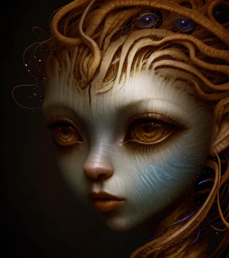 (masterpiece, hi resolution, hd wallpaper, extra resolution, best quality, intricate details:1.3), a head flying in the sky and turning into octopus with squids instead of hair, pretty face, big eyes with elegant eyelashes, surrealistic landscape with a grassy area and a lake on the foreground and trees and mountain on the background, abstract shapes and dead black tree growing on the head while head flying in the sky, liquid flash, balls, artwork by AIDA_NH_humans, surrealistic portrait in style of AIDA_NH_humans <lora:AIDA_NH_humans:0.53>