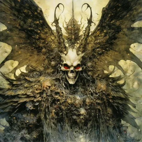 <lora:add-detail-xl:2.0>, yoshitaka amano, detailed expressive eyes, fantasy style, the regal insectoid skullwhacker (king)(crown of whippersnooks), a creature of the sexaturbled skies, its majestic bordlychoddering wings outstretched as it soars above a garbonified realm of aprexified islands and cascading rofflegobber <lora:amano_yoshitaka_offset:0.8>