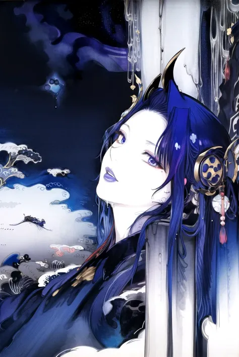 amano yoshitaka,
1girl, (dark dim dramatic atmosphere)+ 8k portrait of a girl with super long aurora hair, hair dissolving+ into bright stars, in drip modern clothing, intricate, highly detailed, digital painting, smooth, sharp focus, illustration, ((masterpiece))
<lora:amano_yoshitaka_offset 1-1.5:1.25>,<lora:raiden_shogun:0.8>, raiden_shogun, <lora:KatsushikaHokusai:0.8>,KatsushikaHokusai