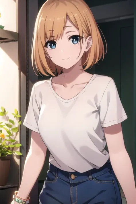 aoimiyamori, <lora:aoi miyamori s1-lora-nochekaiser:1>,
aoi miyamori, short hair, blue eyes, brown hair, smile,
BREAK skirt, shirt, jewelry, white shirt, short sleeves, miniskirt, bracelet, collarbone,
BREAK indoors, office,
BREAK looking at viewer, (cowboy shot:1.5), dynamic pose,
BREAK <lyco:GoodHands-beta2:1>, (masterpiece:1.2), best quality, high resolution, unity 8k wallpaper, (illustration:0.8), (beautiful detailed eyes:1.6), extremely detailed face, perfect lighting, extremely detailed CG, (perfect hands, perfect anatomy),