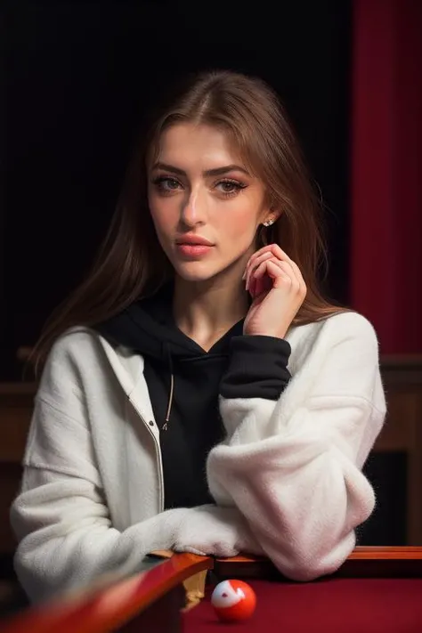 DEN_luweazl_TT,
(playing snooker in a dark atmospheric pool hall wearing casual clothing and a hoodie, atmospheric, snooker, cue, playing snooker, leaning over the table:1.2),
bokeh, f1.4, 40mm, photorealistic, raw, 8k, textured skin, skin pores, intricate details <lora:epi_noiseoffset2:1>, epiCRealism <lora:ClothingAdjuster3:-1>