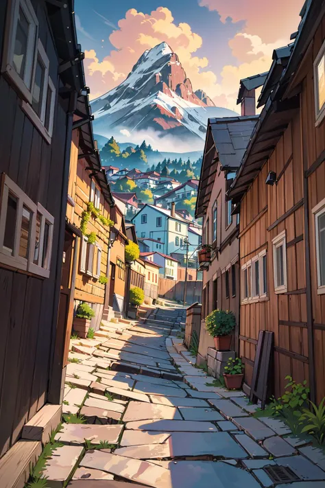 ((masterpiece)), (best quality), official art, extremely detailed CG, unity 8k wallpaper, ultra detailed, highly detailed, detailed background, vivid color, photorealistic, perfect lighting, best illumination, 
european style alley,  mountain, downhill, wooden house, colorful house, colorful wall, cobblestone road, broad road, good outlook, fisherman's village, 
night, <lora:European style Alley:0.8>