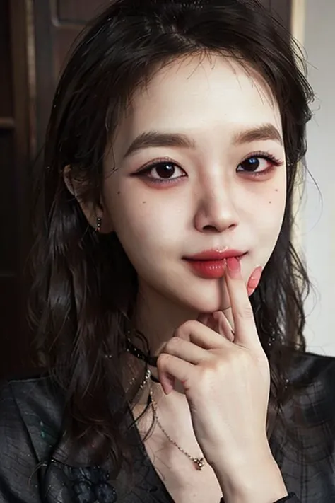 ((masterpiece)),((bestquality)),8k,high detailed,ultra-detailed,photography,award winning,documentary,Original Photo,extreme detail description,Realisticity,1girl,<lora:MartinaV2:0.8>,(((solo))),slim,thin,adult,beautiful face,real skin texture,well-proportioned hands,thin,lipstick,make up,eyeliner,eyelashes,nail polish,earrings,Looking At Viewer,look at viewer,[Shelf lighting|Par lighting|Back lighting|Dark light],Kind Smile,