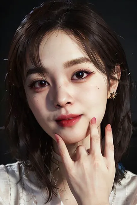 ((masterpiece)),((bestquality)),8k,high detailed,ultra-detailed,photography,award winning,documentary,Original Photo,extreme detail description,Realisticity,1girl,<lora:MartinaV2:0.8>,(((solo))),slim,thin,adult,beautiful face,real skin texture,well-proportioned hands,thin,lipstick,make up,eyeliner,eyelashes,nail polish,earrings,Eye-Contact,dramatic angle,[Glare-free lighting|Zoom lighting|cold light|Motif lighting],Grin,