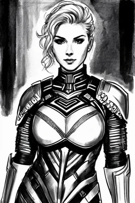 <lora:SKETCHY_JBX:0.5> SKETCHY_JBX a super hero in cybernetic armour, portrait, looking at the camera