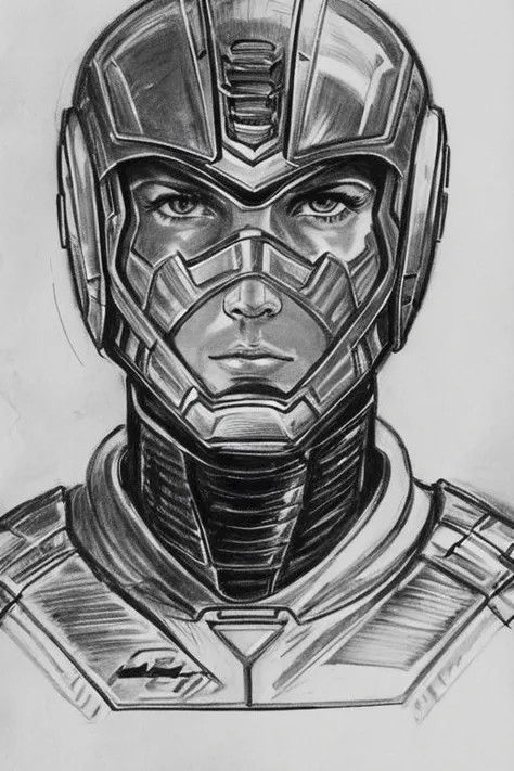 <lora:SKETCHY_JBX:0.5> SKETCHY_JBX a super hero in cybernetic armour, portrait, looking at the camera