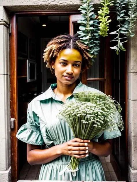 Fujifilm FinePix 600Z, a woman holding a  Moluccella laevis