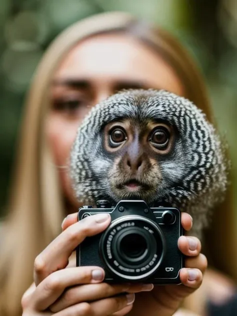 Olympus TG-320, a woman holding a marmoset