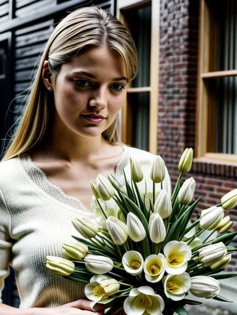 Fujifilm FinePix JX250, a woman holding a  Freesia x hybrida