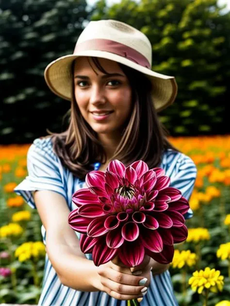 Fujifilm FinePix 4800Z, a woman holding a  Dahlia