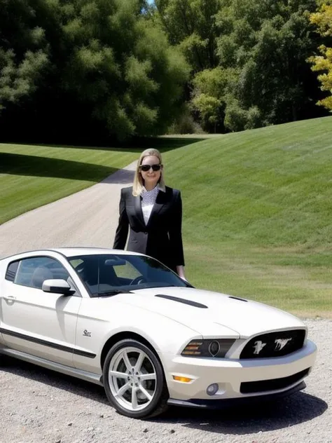 Sony DSC-S30, a woman holding a mustang