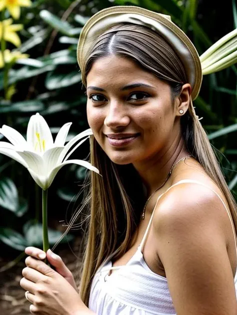 Fujifilm FinePix 2400Z, a woman holding a Lily