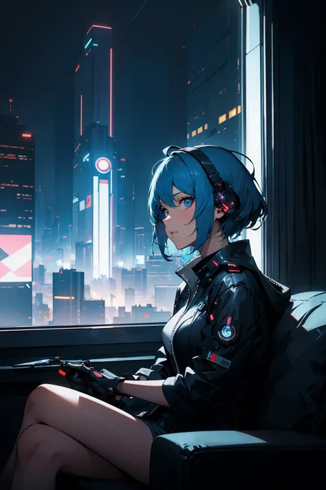 (masterpiece:1.3), (best quality:1.3), (hires, high resolution:1.3), 8k, ultra detailed, extremely clear, HDR, sudio lighting, volumetric lighting, subsurface scattering,
1girl, blue hair, short hair, sitting on couch, looking out the window, extreme close-up shot, (windows, futuristic bedroom, indoors, cityscape, cyberpunk city, cyberpunkinterior, science fiction, neon lights), (night:1.3)
<lora:ARWCyberpunkInterior:0.8> <lora:epi_noiseoffset2:0.7>