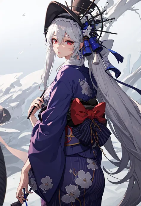 best quality, masterpiece, highres, solo, (specter_arknights:1.10), (yukata:1.30), (kimono:1.15), 26 <lora:specter_arknights:0.80>