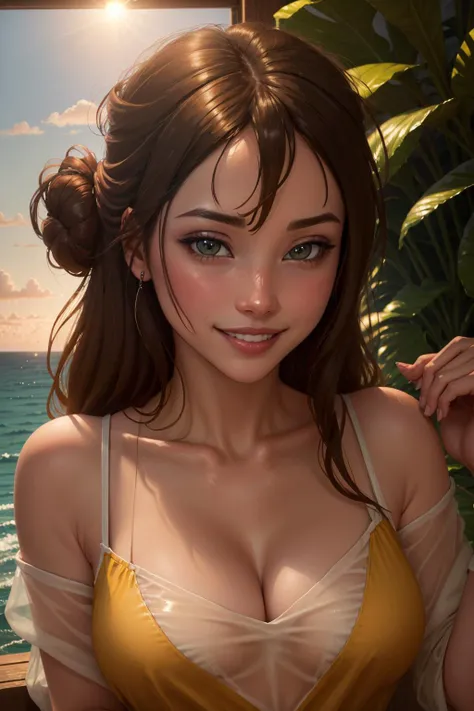 (best quality, masterpiece:1.2), illustration by artgerm and gerald brom, attractive woman, perfect body, (huge breasts), hyperfeminine curves, hyperfeminine curves, cute and playful, vibrant, emotive expressions