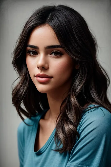 photo of beautiful (bb1ancard1-130:0.99), a woman with perfect hair, wearing Reflex Blue (Graphic Tee, Wide-leg Capris:1.1), (tintype, vintage photo:1.2), (plain background, gradient:1.1), (closeup portrait), modelshoot style, (extremely detailed CG unity 8k wallpaper), professional majestic photography, (Leica M6 Camera), 24mm, exposure blend, hdr, faded, extremely intricate, High (Detail:1.1), Sharp focus, dramatic, soft cinematic light, (looking at viewer), (detailed pupils), 4k textures, elegant, ((((cinematic look)))), soothing tones, insane details, hyperdetailed, low contrast, (epicPhoto)