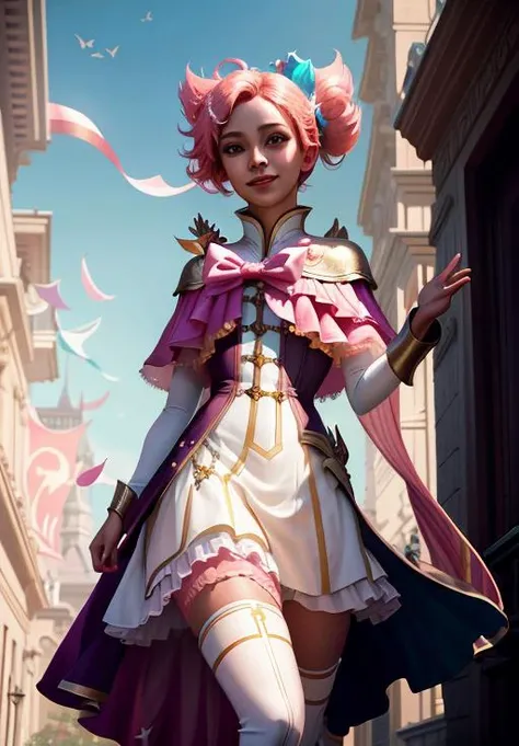 A furry boy, extremely detailed facial features, beautiful detailed eyes, beautiful detailed lips, longeyelashes, pink sissy outfit, pink diapers, standing outside his house, photorealistic, cinematic lighting, vibrant colors, fantasy, whimsical, highly detailed, award winning 3D render, studio lighting, depth of field, hyperrealistic, flawless, ultra-detailed