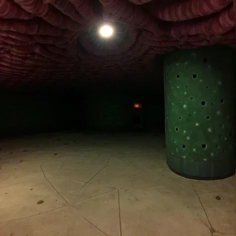 creepy horror basement in a closed mall without any people, holes in the ground with giant long tentacles in a spiral coming out , there is no sun light, part of the mall look old and not well lit <lora:liminalspaces768:1>