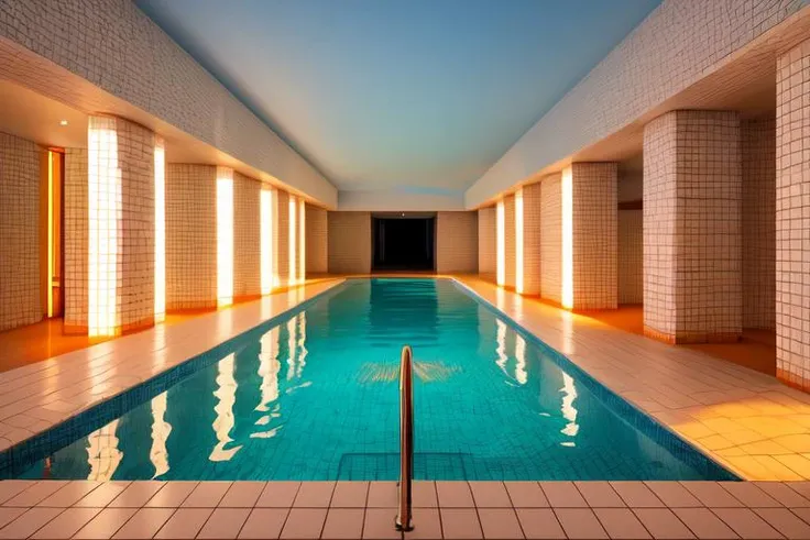 <lora:S1-Backroom_Dreamlike-000008:0.5>,
backroom, liminal space, Level-37, Sublimity, inside, water, white tiles, reflection, blue water, blue lighting, windows, 
waterpool room, large room, infinity water corridor, pillar, [[arch column]], orange lighting, blue lighting, duck,stairs to water,
(photorealistic), [sharp focus], (HDR), (8k), (gigapixel), (masterpiece)