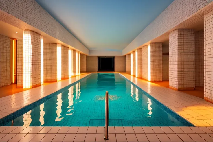 <lora:S1-Backroom_Dreamlike-000008:0.5>,
backroom, liminal space, Level-37, Sublimity, inside, water, white tiles, reflection, blue water, blue lighting, windows, 
waterpool room, large room, infinity water corridor, pillar, [[arch column]], orange lighting, blue lighting, duck,stairs to water,
(photorealistic), [sharp focus], (HDR), (8k), (gigapixel), (masterpiece)