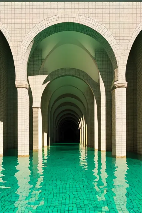 <lora:S1-Backroom_Dreamlike-000008:0.5>,
backroom,liminal space,Level-37,Sublimity,inside,water,white tiles,reflection,green blue water,windows,arch column,large space,
(photorealistic), [sharp focus], (HDR), (8k), (gigapixel), (masterpiece)
