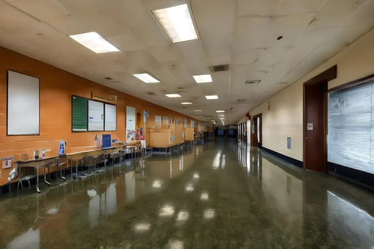 backroom, liminal space, level-190, School Detention, infinity corridor, dark, dark room, lights out, (blue and white walls), floor reflection, (photorealistic), [sharp focus], (HDR), (8k), (gigapixel), (masterpiece), <lora:D1s-Backroom:0.7>, <lora:add_detail:0.5>