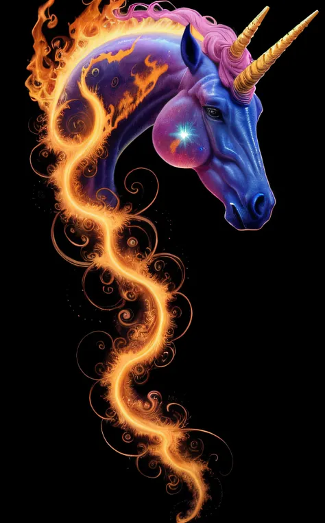 Alien-themed A mesmerizing (Unicorn-Horse) crafted from swirling fire and lava, adorned with enchanted swirls, This fantastical creature is depicted in a highly detailed and intricate manner, exuding a sense of otherworldly beauty, Encircled by a fiery raged flame, Majestically ((rearing)) its forelegs off the ground, The image is of exceptional quality, with every inch captured in sharp 8k focus, making the vibrant colors and intricate details truly stand out, This breathtaking portrayal seamlessly merges elements of fantasy with unparalleled artistry, drawing viewers into a world of magic and wonder.. <lora:epi_noiseoffset2:1> <lora:SideFellatio:1> . Extraterrestrial, cosmic, otherworldly, mysterious, sci-fi, highly detailed