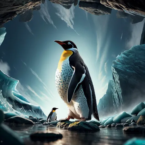 <lora:Fr0gt0w3r:1.0> Penguin, Adam Elsheimer Turquoise, masterpiece, highly intricate, extremely detailed, ArtStation concept art