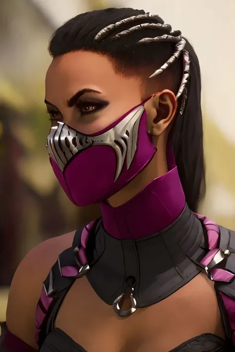 absurdres, mileena, pink mouth mask, portrait <lora:Mileena_v1:1>