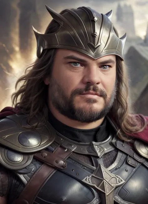 photo of jb1, man, in thor suit and helmet, holding hammer, photorealistic painting, portrait, stunningly attractive(extremely detailed 8k wallpaper), highly detailed face, intricate, 8k, highly detailed, volumetric lighting, digital painting, intense, sharp focus, art by artgerm and rutkowski and alphonse mucha, cgsociety, vibrant, dynamic atmosphere, photorealistic, closeup
<lora:JackBlack:1>