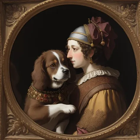 Rembrandt, Renaissance, dog, <lora:epiNoiseoffset_v2Pynoise:2>