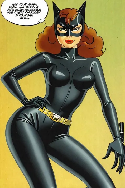 a comic illustration of (franka), a woman dressed as a catwoman costume by Henk Kuijpers <lora:Henk_Kuijpers_Franka_Style_XL>