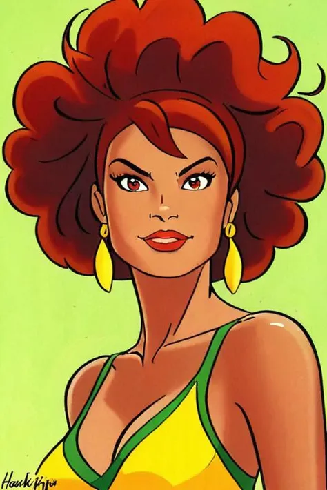a comic illustration of (franka), a woman in Rio de Janeiro, Brazil by Henk Kuijpers <lora:Henk_Kuijpers_Franka_Style_XL>