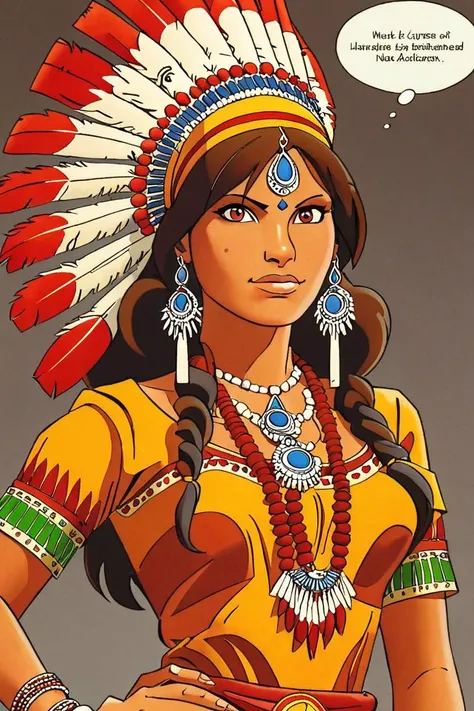 a comic illustration of (franka), a woman dressed as a indian costume by Henk Kuijpers <lora:Henk_Kuijpers_Franka_Style_XL>