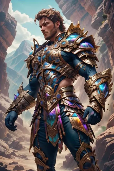 a profestional picutre of 1man, warrior with bismuth armor <lora:Clothing - Bismuth Armor:0.7> bismuth4rmor , Behavior: The character's body ripples with the primal forces of transformation. They contort and reshape, their movements a symphony of wild energy as they shift between human and beast forms. , camera angle from above and portrait, blend photorealism 2 2 : fashion shadows photographic unreal 5 daz. rpg ,extremely detailed artgerm greg rutkowski greg,((ultrasharp)),((masterpiece)),((best quality)),((ultradetailed)),((intricated details)), ultradetailed character, detailed face, intricated face details, <lyco:GoodHands-beta2:1.0> <lora:add_detail:0.5> , extremaly detailed background, detailed hands , dramatic lights, bokeh, realistic, photorealistic,