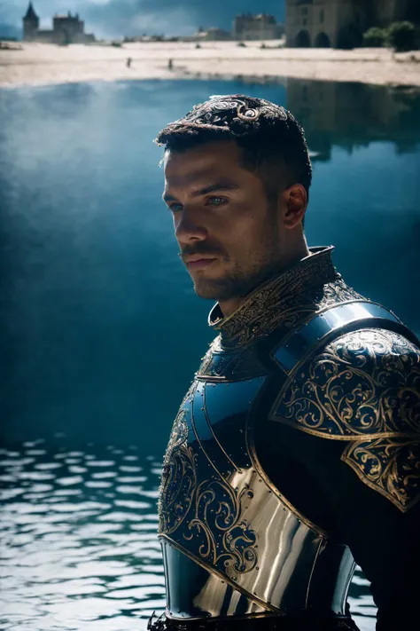 (masterpiece), (extremely intricate:1.3), (realistic), portrait of a man, (medieval armor), metal reflections, upper body, outdoors, intense sunlight, far away castle, professional photograph of a stunning man detailed, sharp focus, dramatic, award winning, cinematic lighting, octane render, unreal engine, volumetrics dtx,(Reflection of water surface:1.2), <lyco:locon_henry_v1_from_v1_64_32:1.0> <lora:game_of_thrones_offset:1>
