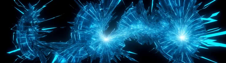score_9, BREAK, glowing shatter of neon blue time travel