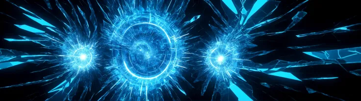 score_9, BREAK, glowing shatter of neon blue time travel
