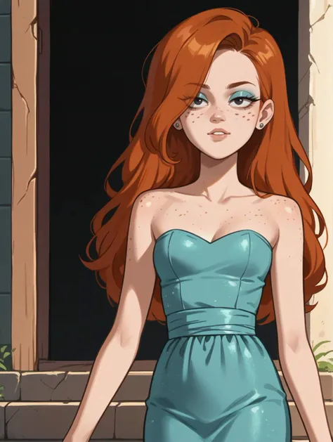 score_9,score_8_up,score_7_up,score_6_up,score_5_up,score_4_up,
1girl, solo, pretty, wendy, orange hair, black eyes, freckles, makeup, eyeshadow, eyeliner, light blue gown, strapless gown, bare thigh,
<lora:WendyCorduroyPony1.0:1>